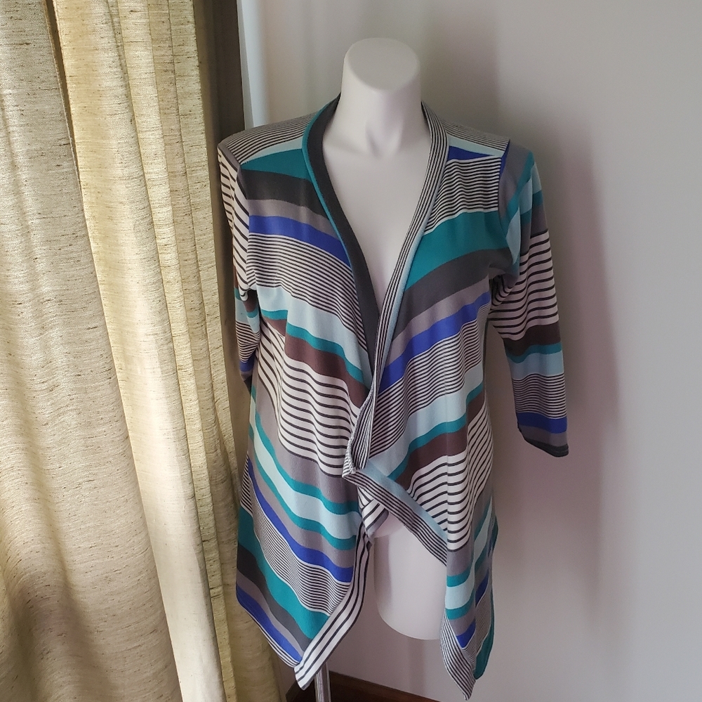 5/$16 Blue, Teal, and Grey Drape Front Cardigan
